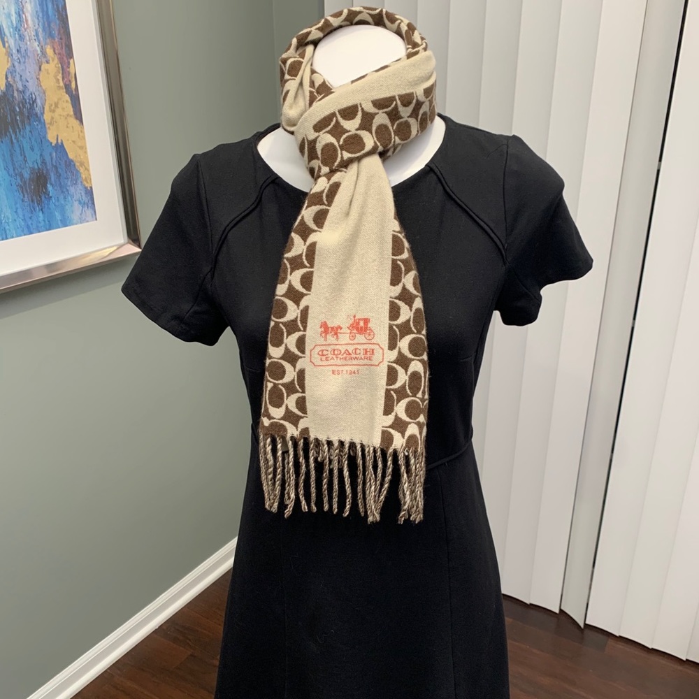 Coach Signature C Merino Wool and Cashmere Fringed